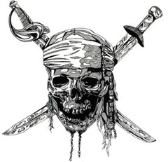 Pirate Skull Sticker Black White Car Laptop Tumbler Skeleton (3 Inch)