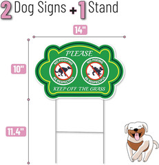 – No Peeing and No Pooping Dog Sign, 2 Pack with 1 Metal Stake, Double-Sided, Wa