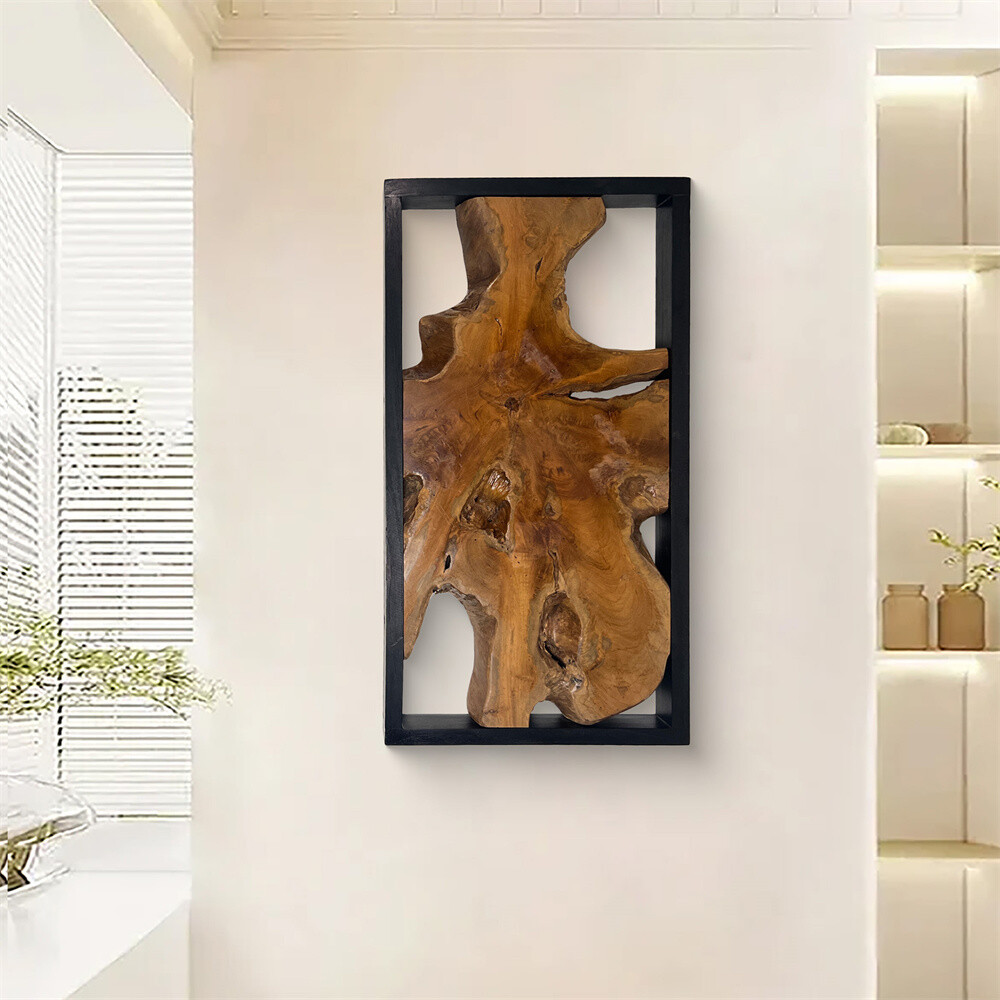 Rustic Teak Wood Wall Decor 17»x 31.5» Farmhouse Live Edge Wall Art Decoration