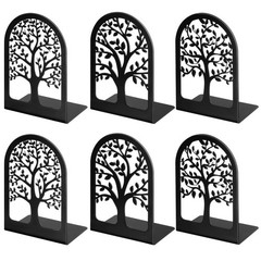 HappyHapi Book Ends, Metal Bookends for Shelves Decorative, Tree Stopper for Hea