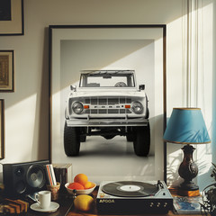 Vintage Ford Bronco Print, Classic Car Poster for Man Cave, Retro Vintage Car