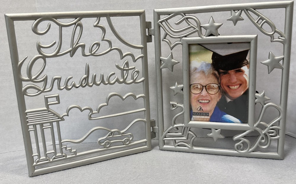 Graduation Frame Double Hinged Brushed Silver Free Standing The Graduate
