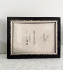 NEW Natalini Handmade 5 x 7″ Italy Lacquer Photo Picture Frame Wood Black Cream