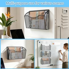 Magnetic Wall File Folder, No Drilling Hanging Metal Document Paper Mail 4