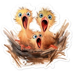 Hungry Baby Birds – Vinyl Decal Sticker – Car Window Laptop – ebn12518