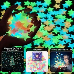 Multicolor Luminous Star Decals – 100PCS Easy Peel Glow Stickers for Bedrooms