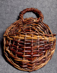 Vtg Wicker Door Pocket Basket Handwoven Rustic Farmhouse Cottage 8″ Wall Basket