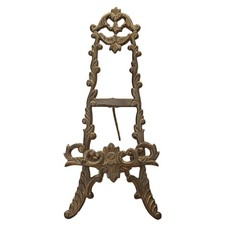 Vintage Ornate Brass Display Easel – Victorian Rococco Style Tabletop Stand