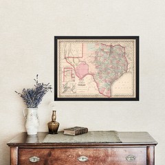 Old Map of Texas 1861 – Vintage Texas Art