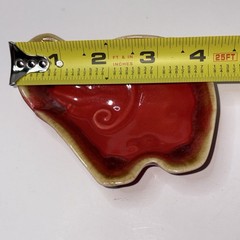 Ceramic Elephant Trinket Tray Dish Ashtray Red Glaze Ombré Edges 4.25”x3”x1”