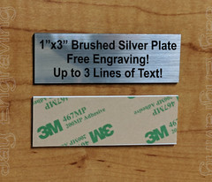 Custom Engraved 1×3 Brushed Silver Plaque / Self Adhesive Sign Plate Tag Marker