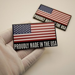 Made In The USA 3D Acrylic Emblem Badge American Flag Toolbox Garage Fenders 2PC