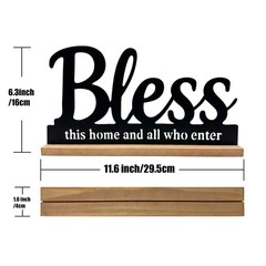 Metal Bless This Home Sign for Tabletop Decor,Black Bless Words Sign with Woo…