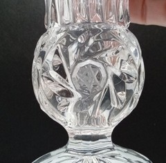 Vintage Bohemian Glass Bud Vase Pinwheel Star Of David 4-1/4″ Tall