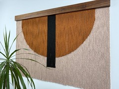 Personalizable Large Macrame Wall Art: Bohemian Textile on Walnut, Beech, Oak