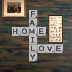 Family Home Love Scrabble Tile Large Letter Set Farmhouse Rustic Sign Wall Art