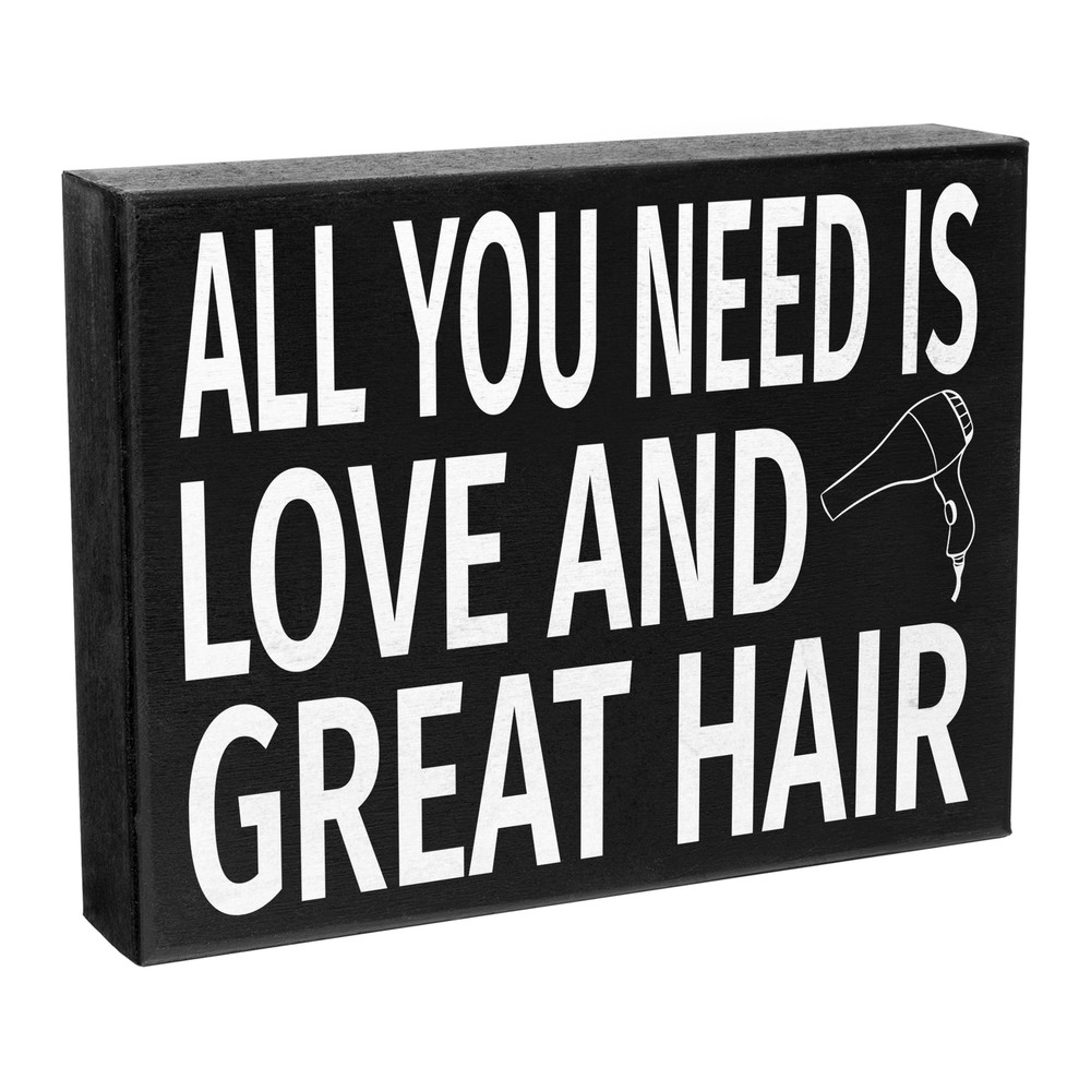 JennyGems All You Need Is Love and Great Hair Sign, Hair Stylist Salon Gift