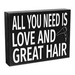 JennyGems All You Need Is Love and Great Hair Sign, Hair Stylist Salon Gift