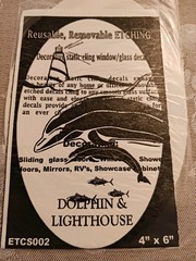 Dolphin Window Decal 20″x30″ OVAL Etched Glass Look Cling Removable & Reusable 2