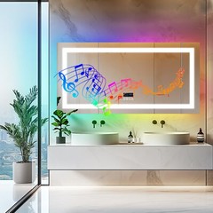 WISFOR Bluetooth Bathroom Mirror Front-lit RGB Backlit Defog Vanity Mirror Gift