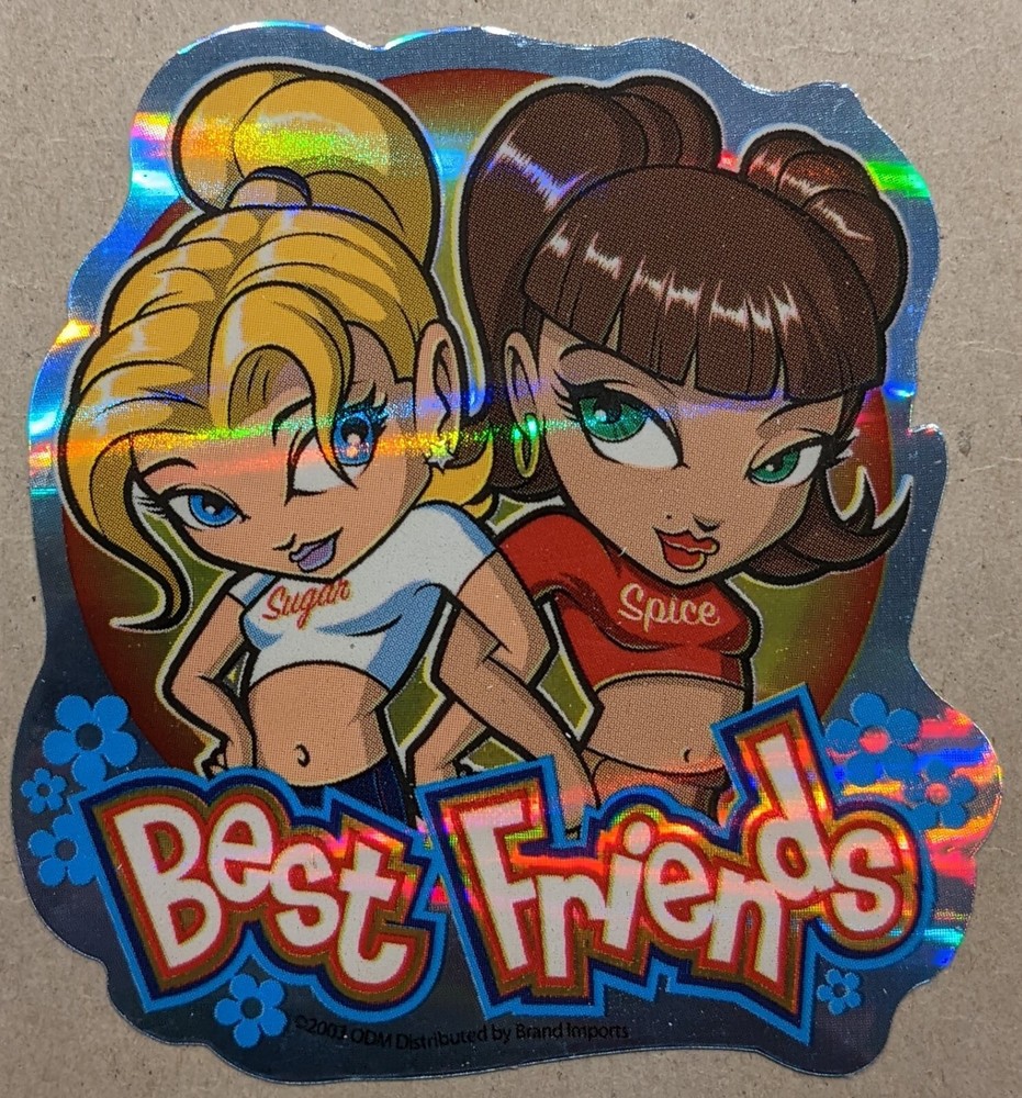2003 Y2K ODM Brand Imports Prism Holo Girl Power Vending Sticker BEST FRIENDS