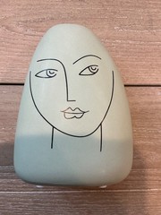 Minimalist Face Line Art Vase Modernist Head Female Friend 5» Ceramic Abstract