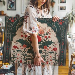 Mughal Floral Arch Canvas Symmetrical Miniature-Inspired Wall Art Some Designs