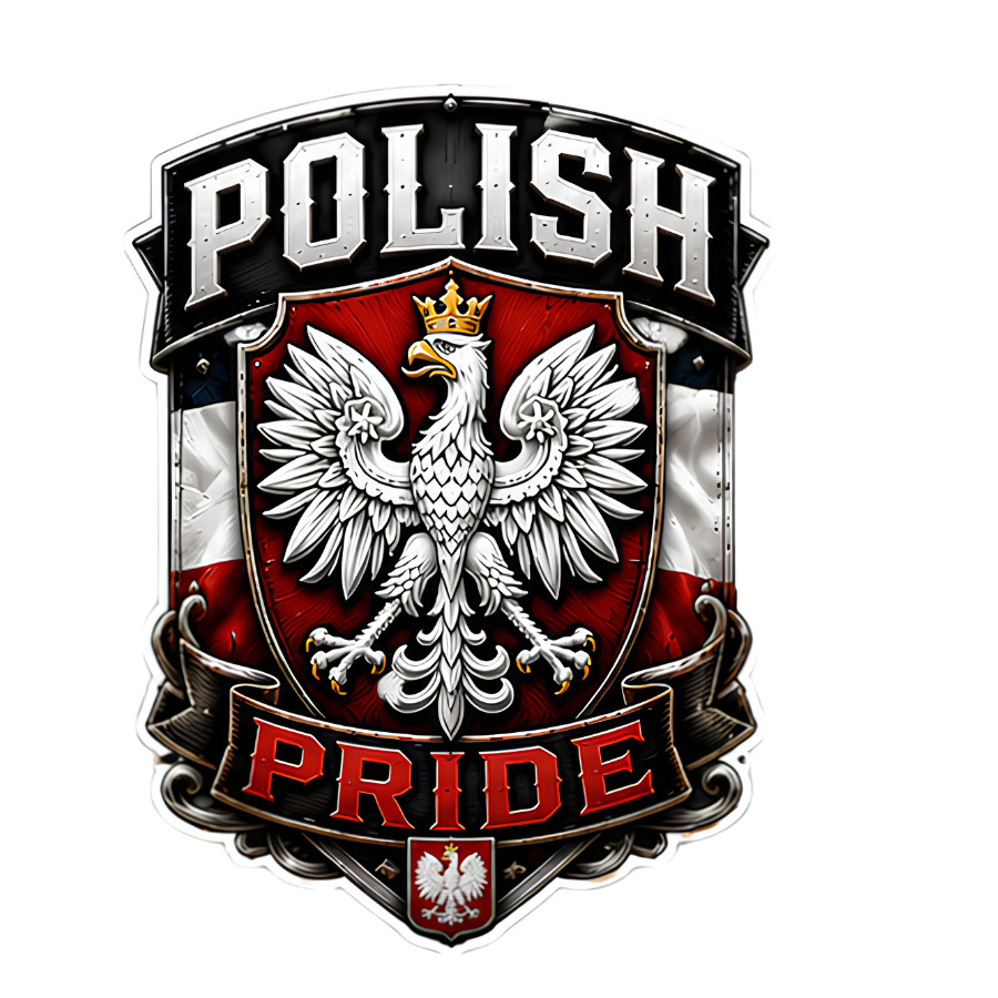 Polish Pride Hard Hat Sticker | Polska Eagle Crest UV DTF Decal | Polish Heritag