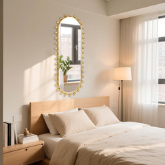 Antique Gold Beaded Full-Length Oval Mirror – 20″x51″ for Any Room