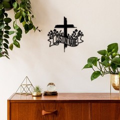 Personalized Faith Cross Metal Sign, Custom Family Name Sign, Front Door Decor