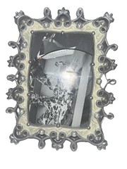 Ivory Metal Frame Enamel Frames Free Standing Glass Front Scroll Design