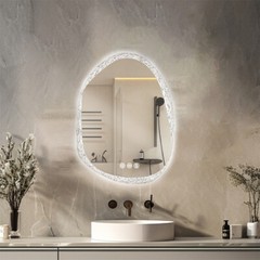 Irregular Wall LED Mirror Clear-crystal Glass Frame Vanity Mirror with Backlit