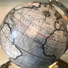 Table top Globe atlas DECO GRAY BLACK CREAM Spinning Marble Base mid cent