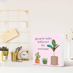 Pink Inspirational Wood Block Sign,Growth Looks Different for Everyone