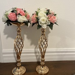 2Pcs Gold Vase for Wedding Centerpieces, 23 Inch Tall Flower Stand