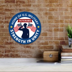 Circle Plus Home of U.S. Military Veterans: Strength in Unity Door or Wall Sign