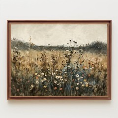 Wildflower Field Canvas Art, Rustic Farmhouse Botanical Wall Decor
