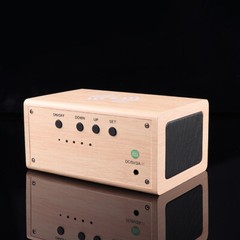 Portable Wireless Charging+Bluetooth Speaker LED Digital Wooden Alarm Clock