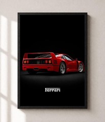 Ferrari F40 Minimalist Red Sports Car Modern Wall Art Poster Print