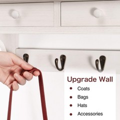Emfogo Coat Hooks Wall Mounted, Rustic Wood Coat Rack Wall Mount Shelf with H…
