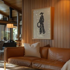 Cowgirl Line Drawing Print, Minimalist Western Wall Art