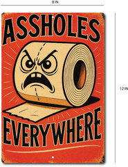 Funny Bathroom Sign Aholes Everywhere Rude Humor Toilet Paper Wall Decor