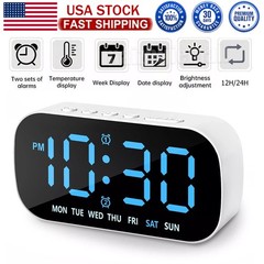 Digital Alarm Clock with 5-Level Brightness & Auto-Dim Night Mode for Bedroom