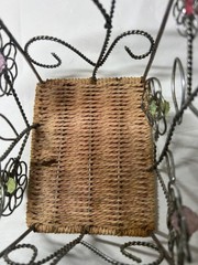 wire basket with flower design and colored beads 5 in x 6 in