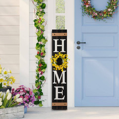42 In. H Wooden Home Porch Sign with 3 Changable Wreathes (Spring/Fall/Christmas