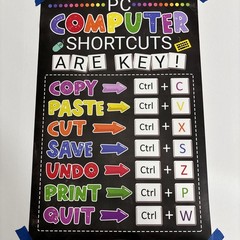 PC Computer Shortcuts Teacher School Decor ✅ Poster Print Wall Art ✅ 16×24 inch