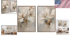 Luxury Beaded Gold Botanical Floral Art Set by The Creative Bunch – 2 Pieces