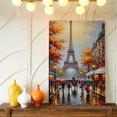 Wall Art Eiffel Tower Paris Street Rainy Day Canvas Print Cityscape Home Decor