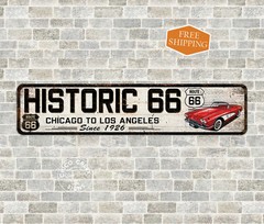Historic Route 66 Sign America Highway Garage Decor Road Trip 4×18 104182001024