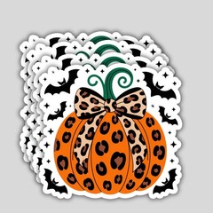 4pcs Leopard Print Pumpkin Stickers – Halloween Fall Vinyl Decals